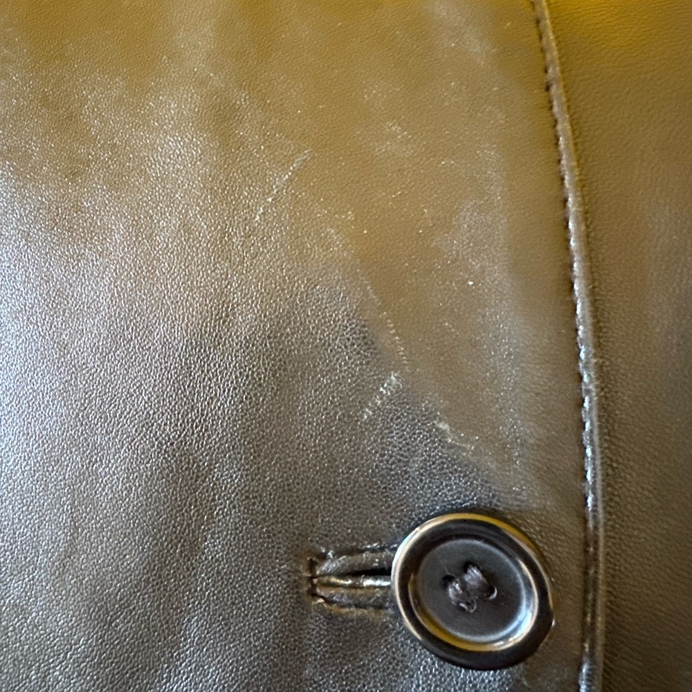 Women's Black Leather Coat - Picture 13 of 15